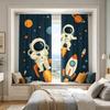 2PCS Digital Printed Curtains with Astronaut Space Design, Stylish Window Drapes for Living Room Bedroom Home Decoration
