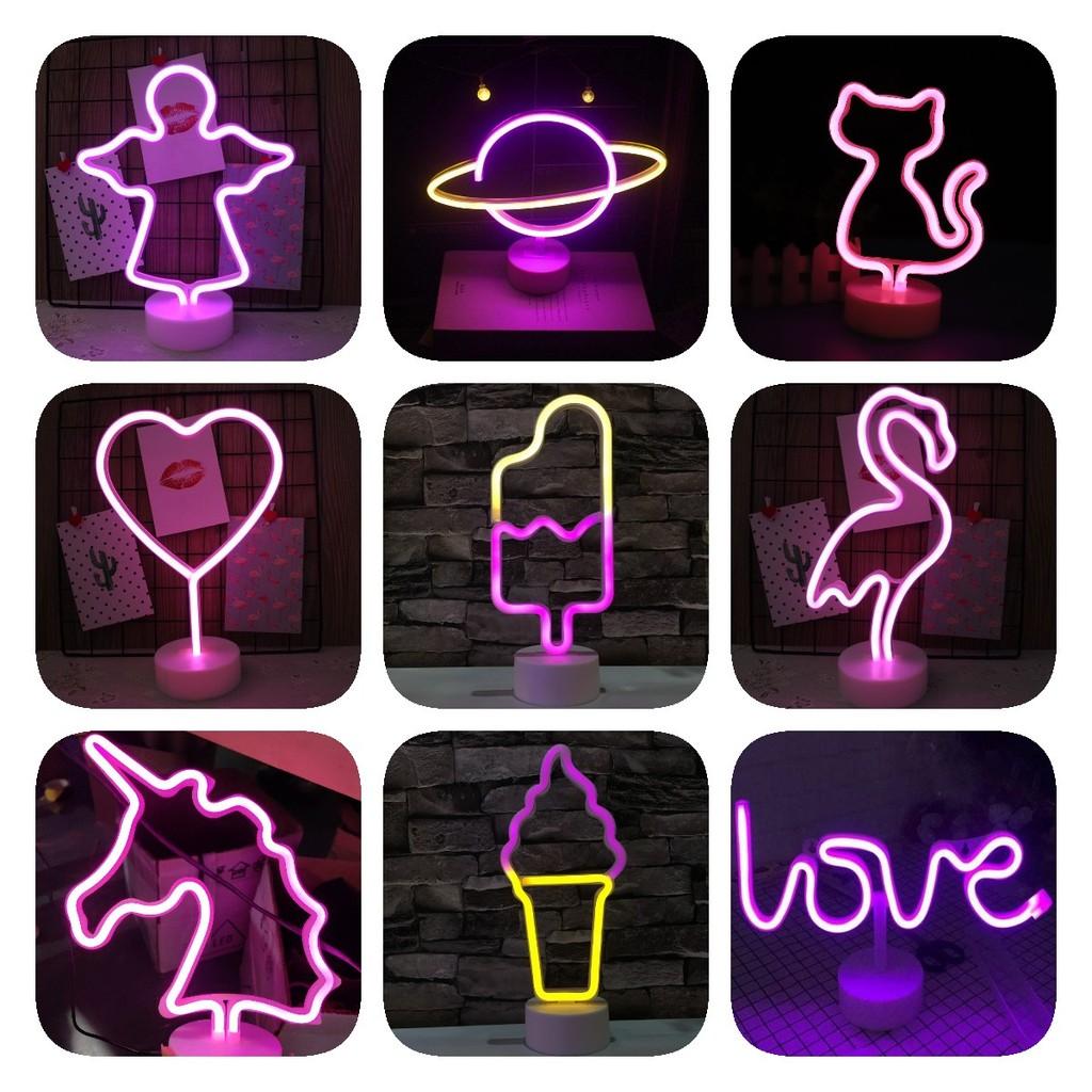 Shaped Led Cactus Neon Signs Light Holder Base Table Decoration Night Lamps
