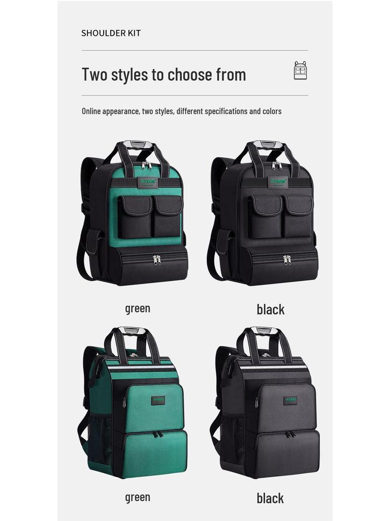 Heavy-Duty Double Shoulder Tool Backpack: Durable, Thickened, Multi-Functional, Large Capacity for Electrician Repairs