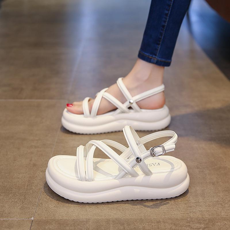 With Skirt Sandals Women's Summer New Versatile Fashion Retro Comfortable Casual Platform Beach Shoes