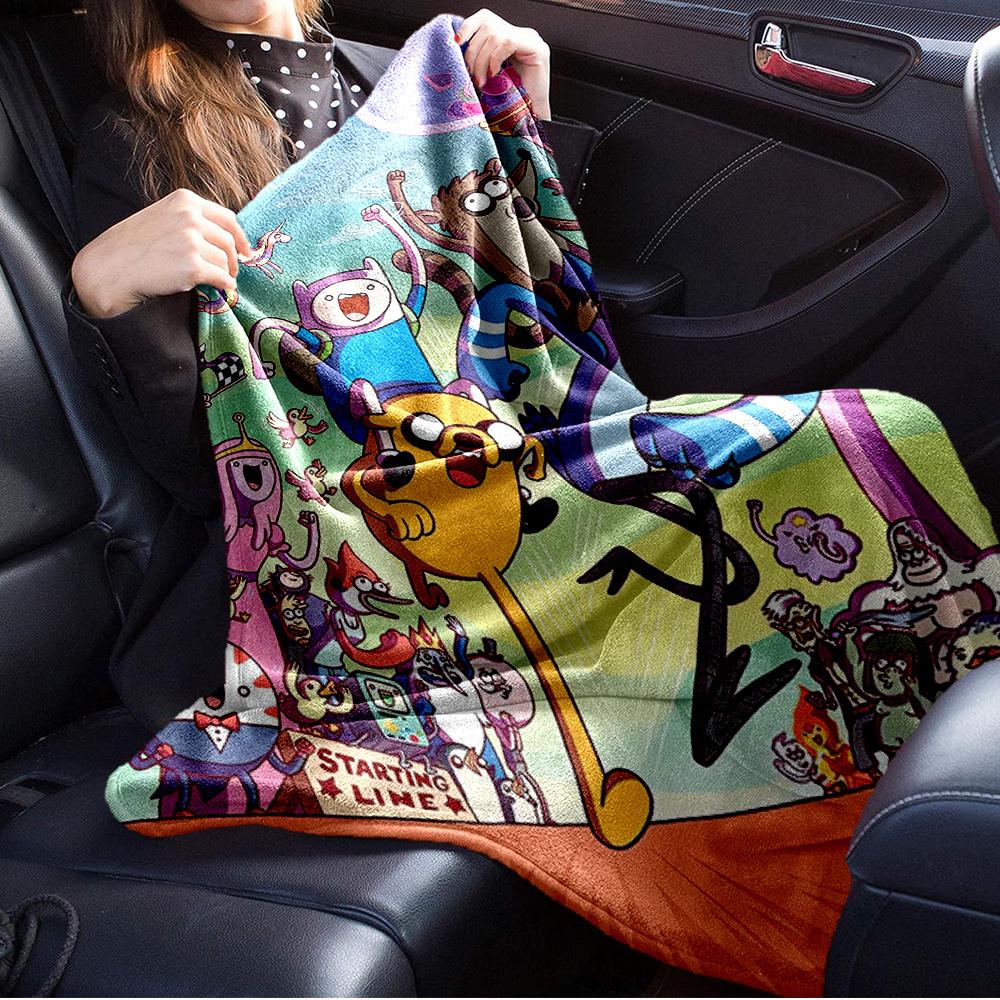 1pc Adventure Time,Characters,RaceTheme Digital Printed Flannel Blanket, Super Soft Plush Fleece Bed Cover, Multi-Function Four Seasons Hypo