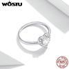 WOSTU 925 Sterling Silver Bright Love Rings Shining Heart Zircon Finger Ring For Women Elegant Silver Jewelry CQR725
