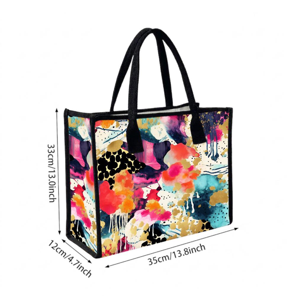 Abstract Watercolor Art Tote Bag Fashion Daily Shoulder Handbag For Women Casual Lightweight Shopping Bag