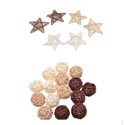 20 Pieces Wicker Rattan Balls Stars Decorative Vase Fillers Decoration