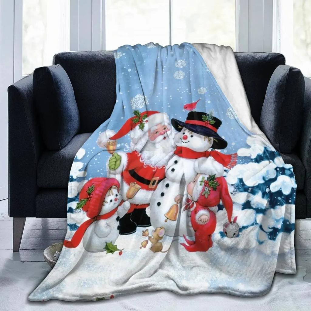 3D Print Merry Christmas Blanket Sofa Cover Throw Santa Claus Xmas New Year Blanket Fleece Warm Bed Blankets for Bedroom Couch