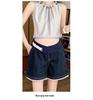 Women's Plus Size Lace Denim Maternity Shorts - Summer 2026 A-line Loose Fit