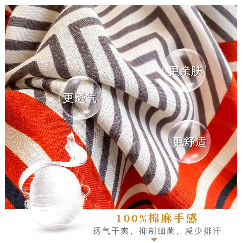 Internet celebrity striped 71 cotton and linen small square scarf silk scarf women's spring and autumn summer foreign style small scarf headscarf