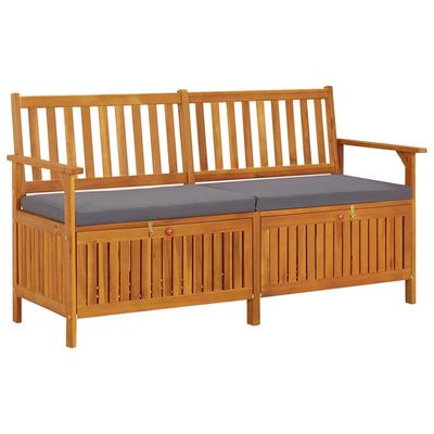 Vidaxl Bench With Storage And Cushion, 148 Cm, Acacia Wood
