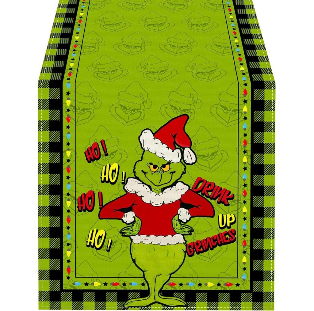 Christmas Tablecloth Cute Pattern Letter Print Holiday Decoration Placemat