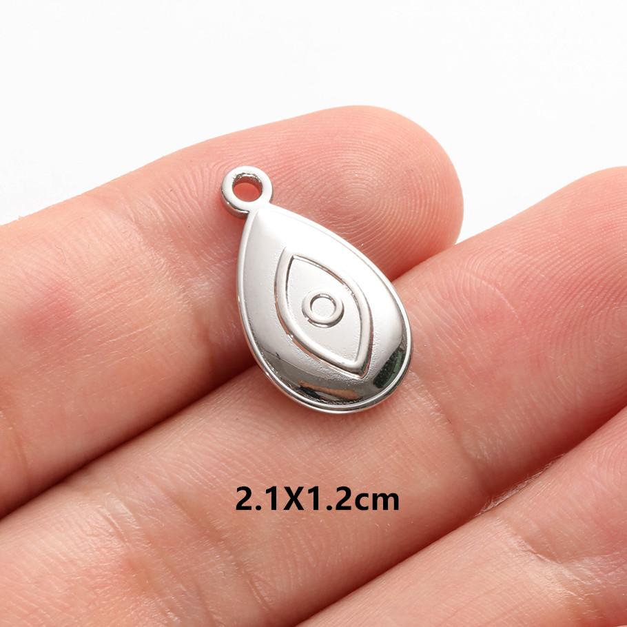 6pcs Evil Blue Eye Charm Dark Blue Heart Moon Eyes Pendant Rhinestone Stainless Steel Charm For Jewelry Making Necklace Keychain