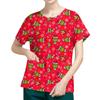 Women's Short Sleeved Patterned Pockets, Work Print Stand Up Collar, Single Breasted Protective Clothing, Cardigan Jacket, Top