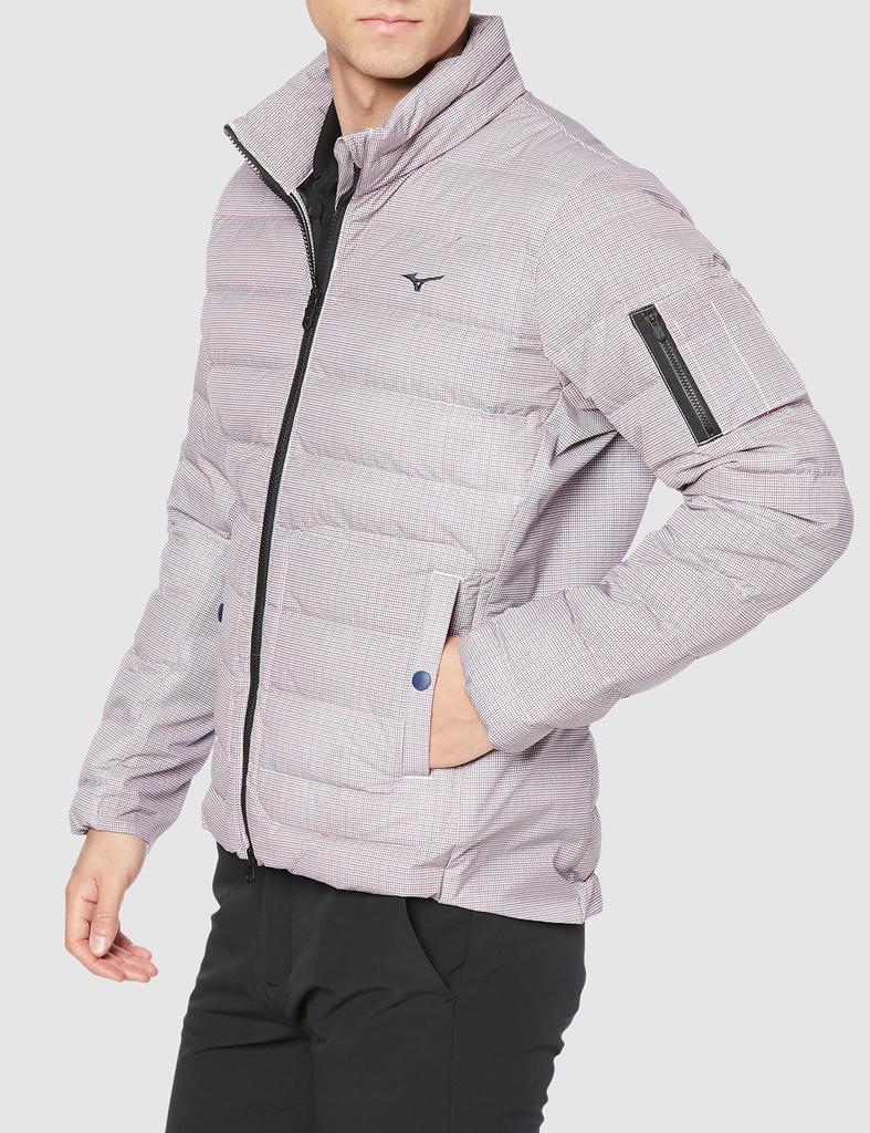 Mizuno Breath Thermo Move Down and Move Golf Navy X Size 2XL Blouson, Moisture-Wicking Heat-Generating Material, Tech, Men's Wear, Red, (E2ME1522)