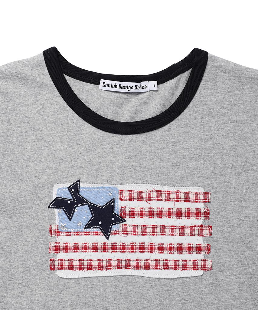 CAVISH Old Glory Ringer Layered Ls Tee Gray(Cv2Gfft558A)