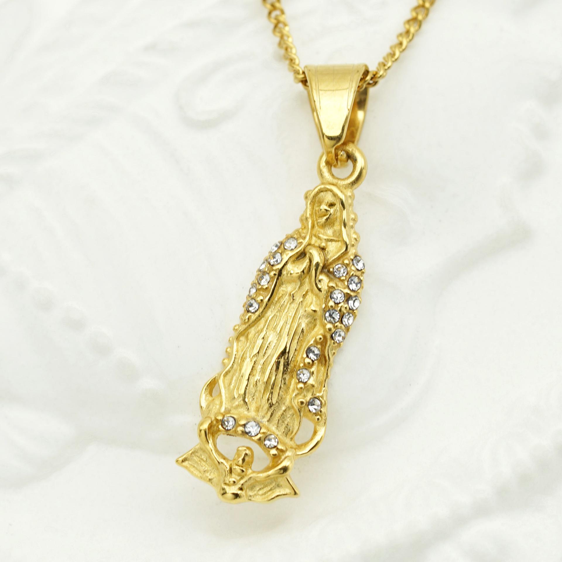 

Catholic Necklaces for Men/Women Gold Color 316L Stainless Steel Pendant Religious Mother Virgin Mary Jewelry Christmas Gifts 60cm