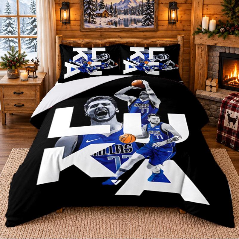 Dallas Mavericks Pattern Bedding 3Pcs Set Bed Sheet And Pillowcases For Indoor Bedroom