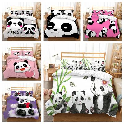 3D Panda Printed Pillowcase and Quilt Cover Household Bedding Set Bedroom Comfortable Bedding