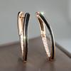 Luxury Small White Zircon Stone Black Enamel Hoop Earrings For Women Vintage Female Fashion Gold Color Wedding