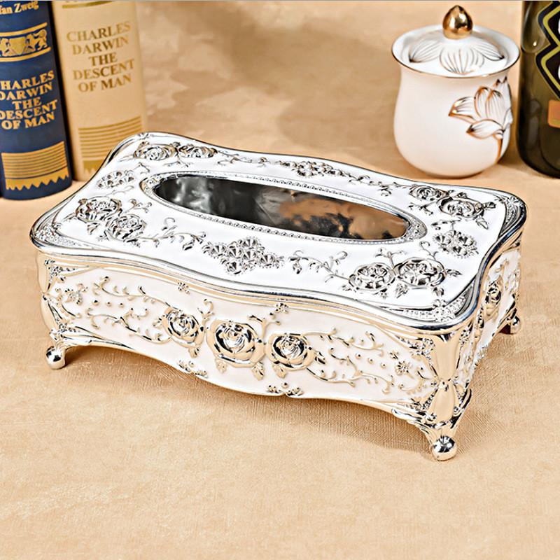 European Style Creative Carved Tissue Box Cover Holder Hotel Living Room Decorative Tissue Holders Dining-Table Tissue Box