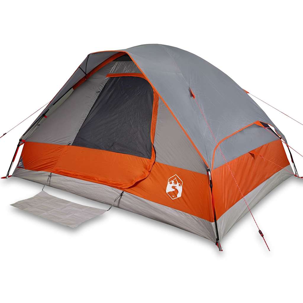 Dome Camping Tent for 4 Persons Grey and Orange Waterproof