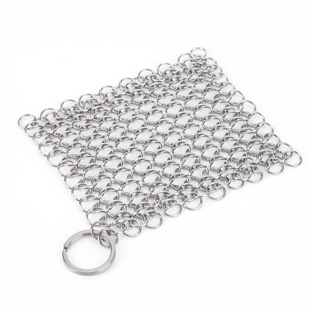 4-8'' Cast Iron Cleaner with Hanging Ring Cast Iron Scrubber 316 Stainless Steel Cookware Rust Remover Scraper for Cast Iron Pan