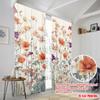 2pcs,2D Plane Printing Pattern Curtains Pastel Wildflower Bouquet Versatile Fabric (without Rod) Art Deco Festive Ldeal for
