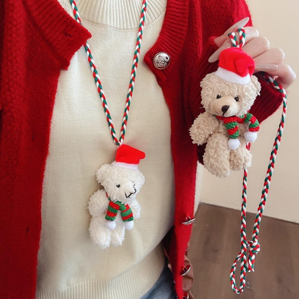 Bear Sweater Chain Pendant Plush Doll Long Necklace Fashion Christmas Necklace  Daily
