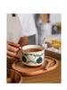 Japanese Retro INS Ceramic Drip Coffee Mug with Print - Stackable Creative Couple Breakfast Cup