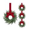 Christmas Kitchen Cabinet Wreaths With Plaid Bow Ribbon Hanging Cabinet Doors Wreaths Decorative For Kitchen Window Outdoor Indoor Holiday Decor