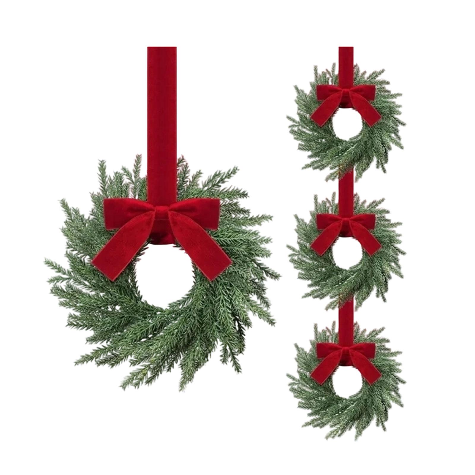 

Christmas Kitchen Cabinet Wreaths With Plaid Bow Ribbon Hanging Cabinet Doors Wreaths Decorative For Kitchen Window Outdoor Indoor Holiday Decor One Size