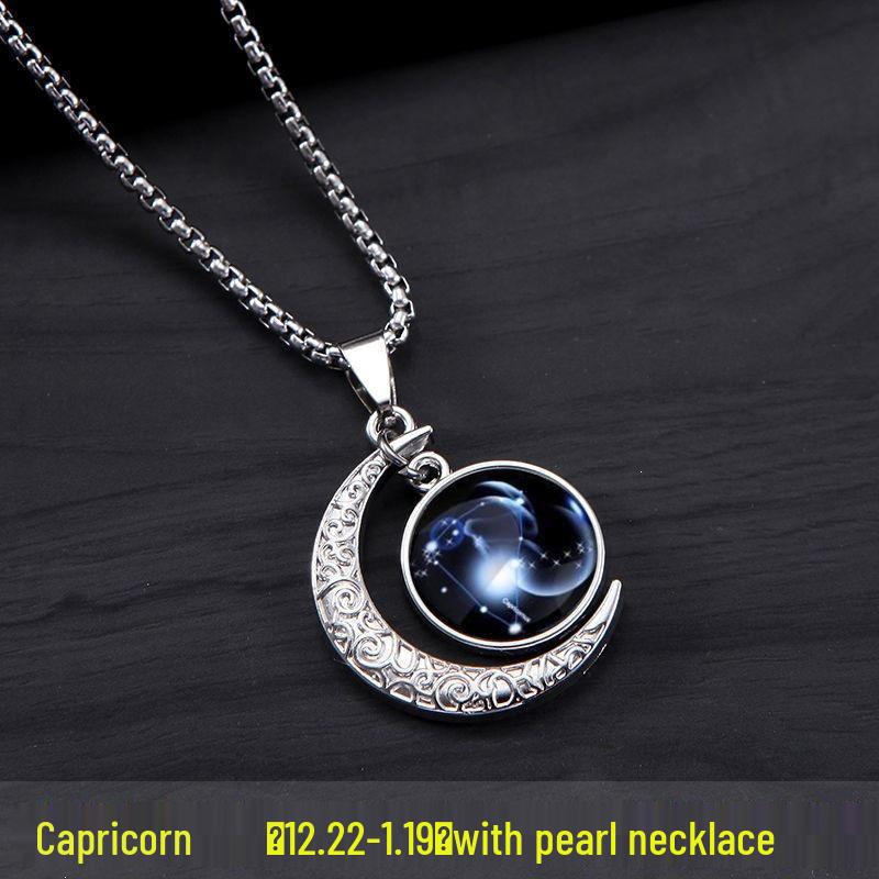 Twelve Constellations Pendant Necklace - Unisex Trendy Retro Earthy Cool Hip Hop Fashion Gift