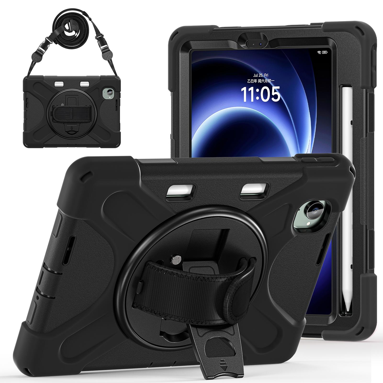 360 Rotating Stand Case For Xiaomi Pad Mini 25079RPDCG Redmi K Pad 2025 8.8  Rugged Hybrid Cover With Shoulder Strap Shockproof Redmi K Pad 2025 чёрный
