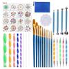 44-Piece Mandala Tool Set: Acrylic Rods, Indentation Steel Ball Pens, and Paint Brushes Kit