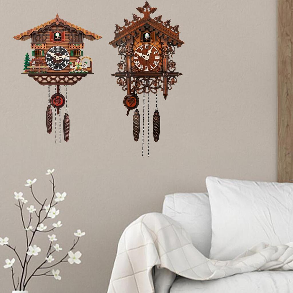 Cuckoo Clock Battery Powered Wall Clocks Handcrafted Decoration Windchime