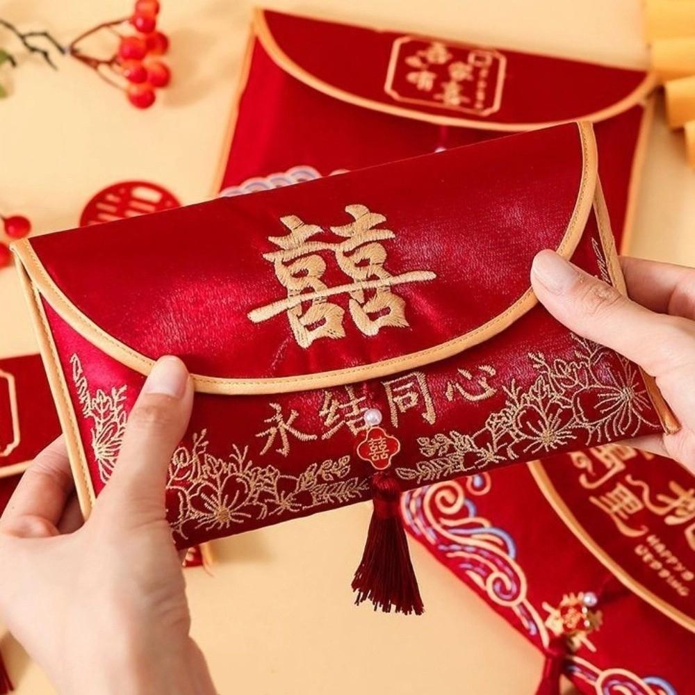 Brocade Cloth Tassel Brocade Red Envelope Spring Festival New Year Money Bag  Party Gifts