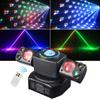 Mini LED Double Head Laser Beam Moving Head Light Stage Lighting Remote Control With Colorful Magic Ball For DJ Sound Party