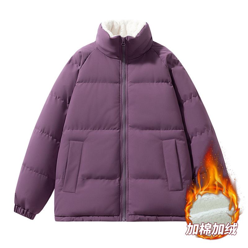 Padded Clothes Men's Autumn and Winter Velvet Thickened Padded Jackets Couple Brand Cold-proof Clothes Stand-up Collar Warm Padded Clothes Men's 