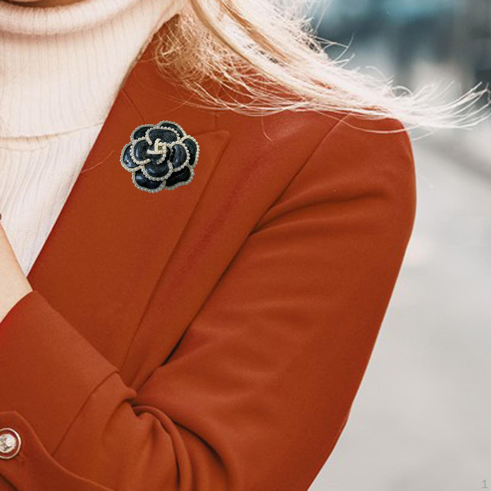 Изысканная эмалевая брошь Ювелирные изделия Декор Поделки своими руками Значок Костюм Свадебная бутоньерка Шармы Цветочная лацканная чёрный