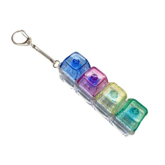 Yousheng Jucărie Fidget Tastatură cu 4 Taste cu Lumină Eliberare Stres Capac Transparent Tastatură Clicker deget Breloc Buton Decompresie Jucărie Senzorială