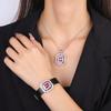 Jewelry Copper Bottom Gold-Plated Simulation Red Corundum Blue Spinel Square Wrist Women'S Set Main Stone 8 * 10