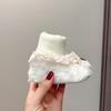 Newborn Baby Girl Soft Sole Shoe-Sock Combo (0-1 Year) - Non-Slip, Thickened, Fleece-Lined Foot Protection.