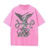 2026 Vintage St Michael Archangel Dragon Scroll Latin Text Graphic Black Acid Washed T Shirt Retro Religious Medieval Streetwear