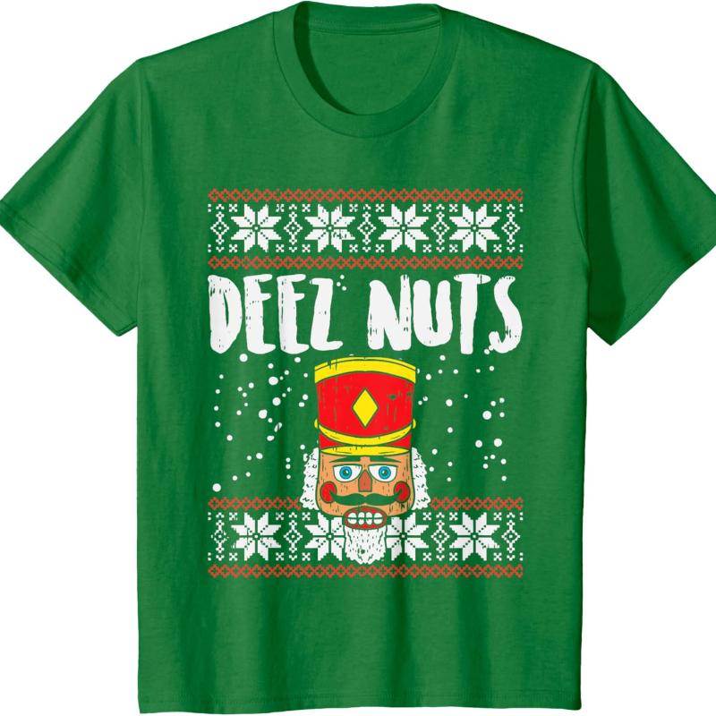 

Deez Nuts Nutcracker Funny Ugly Christmas Sweater Meme Gift Cotton TShirt Crew Neck Short Sleeve Casual Shirts for Women S