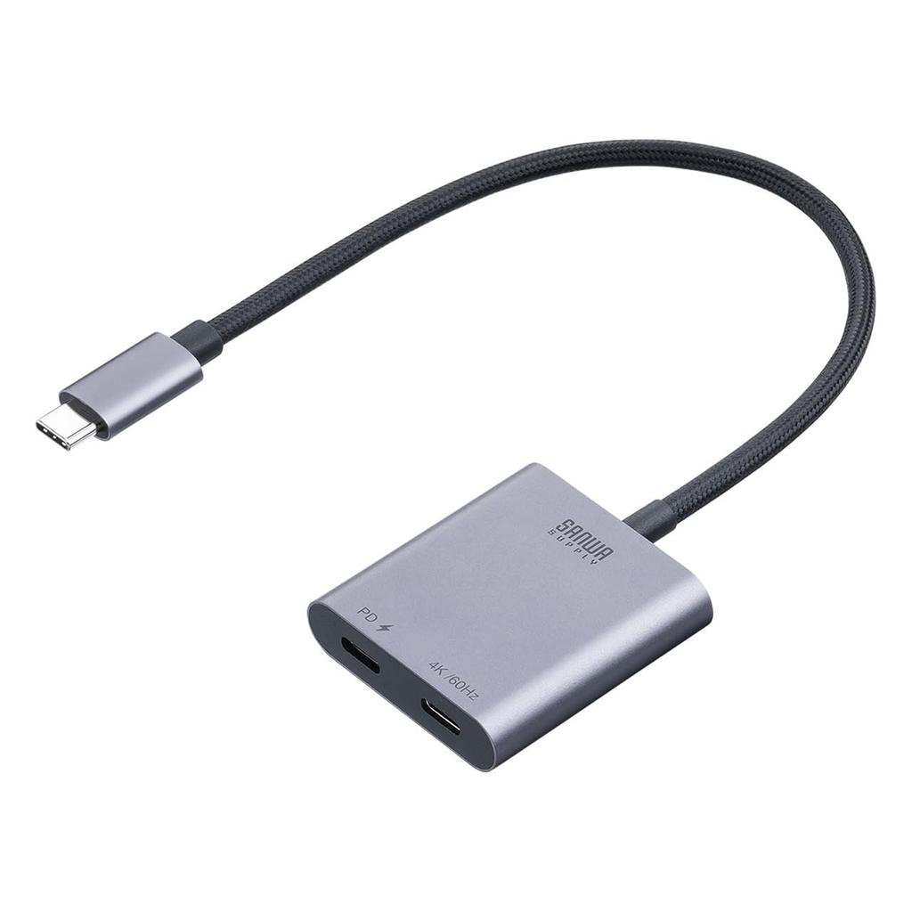 Sanwa Direct USB-C Expansion Adapter, Xreal Compatible, PD 100W Fast Charging, 4K/60Hz Video Output, Smart Glasses Hub Adapter (500-KC047)