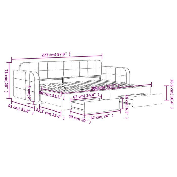 VidaXL Daybed with Trundle and Drawers, Sofa Bed, Guest Bed Frame, Living Room Spare Bed 3196971