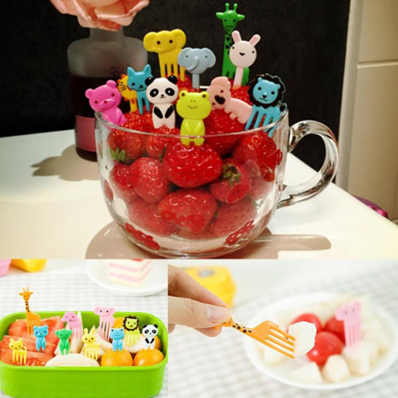 10Pcs/Pack Lovely Mini Bento Sticks Plastic Lunch Box Decoration Sign Sticks Children Fruit Fork