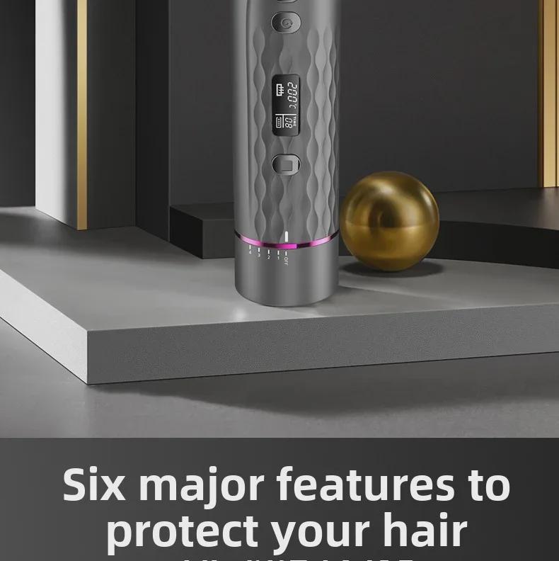 Wireless Automatic Rotating Curling Iron with LCD Display