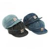 Retro Washed Denim Short Brim Baseball Cap Unisex Soft Flip Up Brim Mechanic Hat American Streetwear Skater Jean Cap