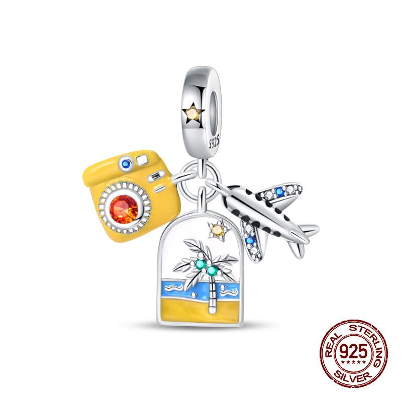 Klassischer Kupfer Eiffelturm Koffer Berühmte Sehenswürdigkeiten Charms Perlen Passend für 3mm Original Armbänder DIY Schmuck Geschenk