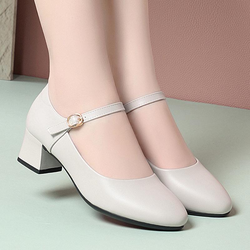

Spring Autumn One-Shaped Buckle Dancing Catwalk Leather Work Shoes Women Black Work Clothes Professional Single Women s Shoes 35