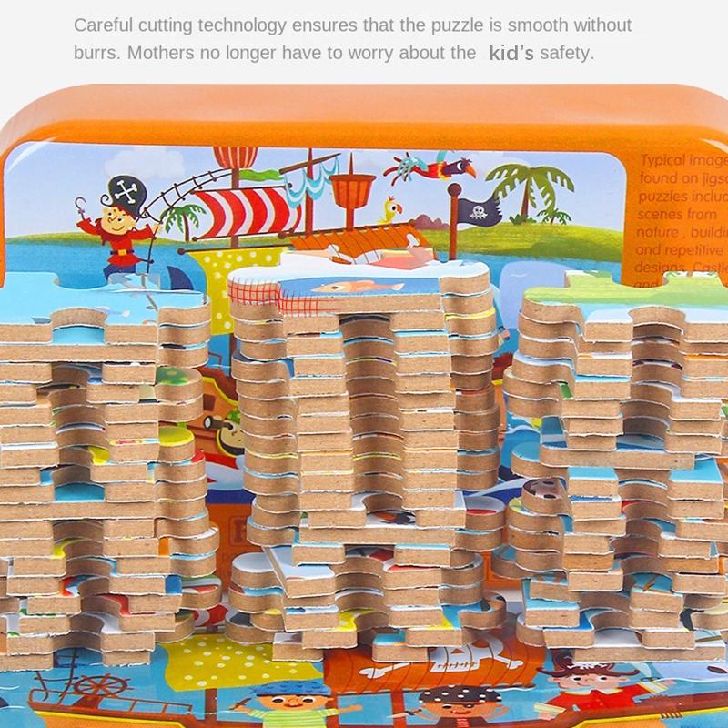 60dílné puzzle Montessori hry Kreslené zvíře Vozidlo Dinosauří puzzle pro děti Vzdělávací hračky Dětský vánoční dárek